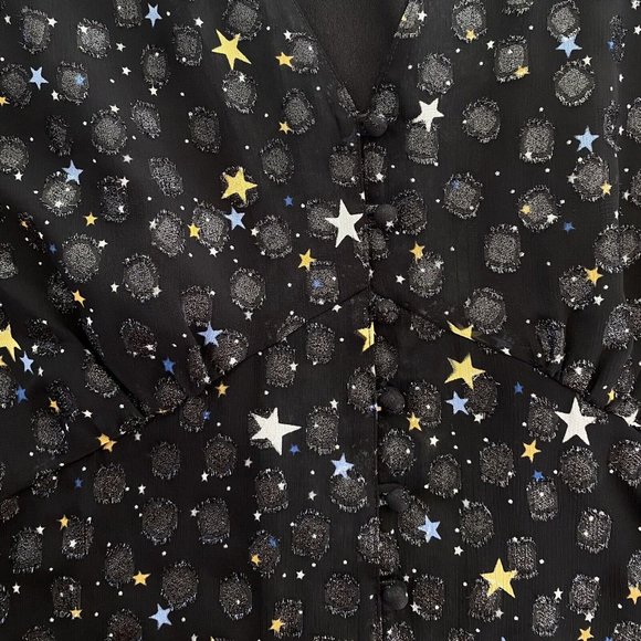 UNTUCKit Scarlett Starry Button Blouse Women’s Sz Large Semi Sheer Long Sleeve - Picture 10 of 13